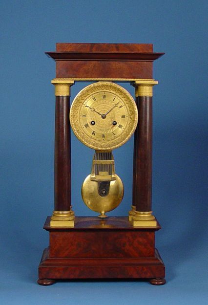 Large Mahogany Empire Mantel Clock
