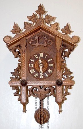 Black Forest Carved & Inlaid Cuckoo Clock