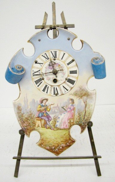LeRoi Porcelain Courting Couple Easel Clock