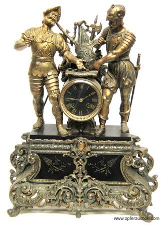 FRENCH DOUBLE STATUE SPELTER CLOCK