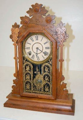 Antique Ornate Walnut Parlor Clock