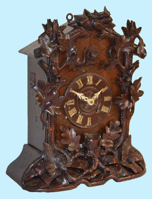 Antique Black Forest Carved Cuckoo Shelf Clock