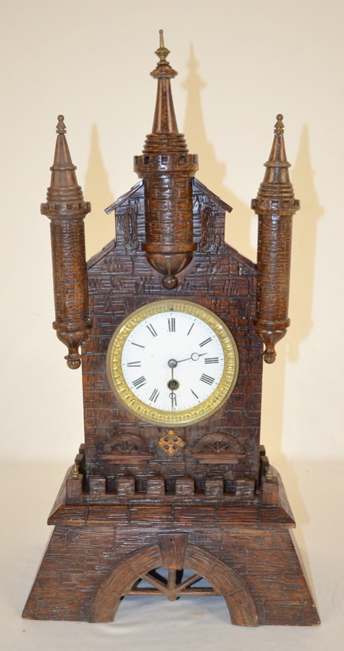 Antique European Wooden Castle Clock