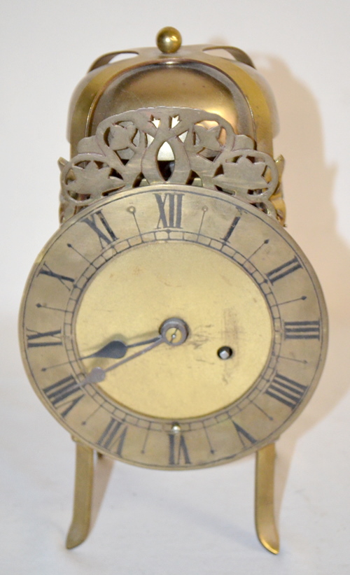 Antique Brass Lantern Single Fusee Bell Top Clock