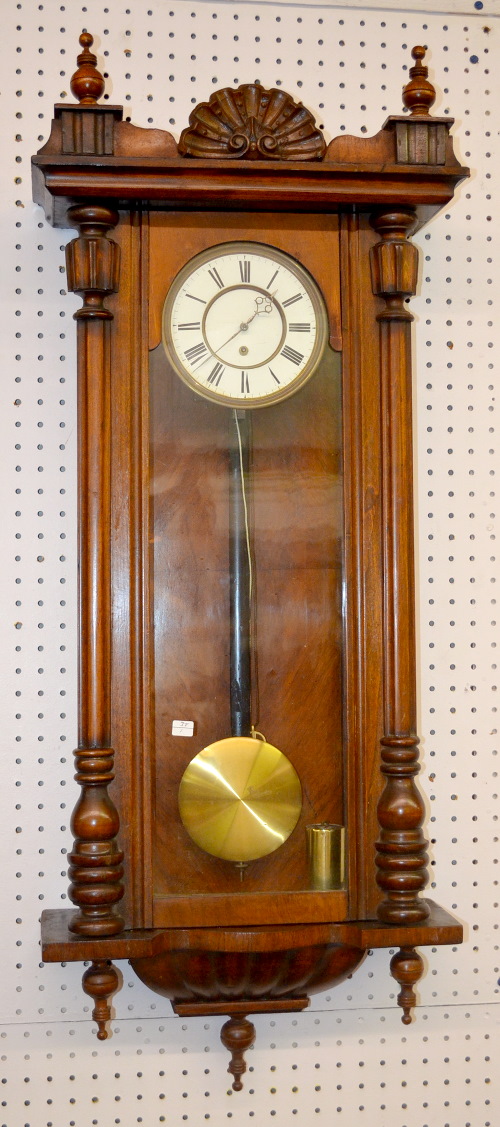 Antique Eagle Top 2 Weight Walnut Vienna Regulator Clock