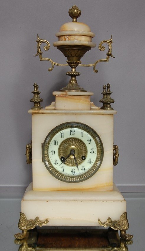 French Louis XIV style Bronze & Onyx Clock