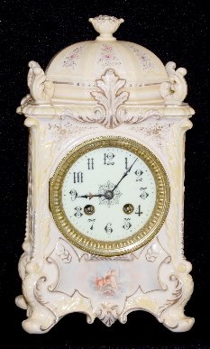 Antique French China Clock With Cherubs