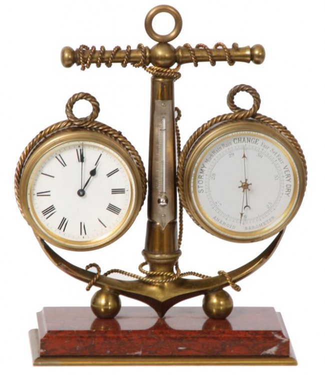Marble & Brass Nautical Desk Clock