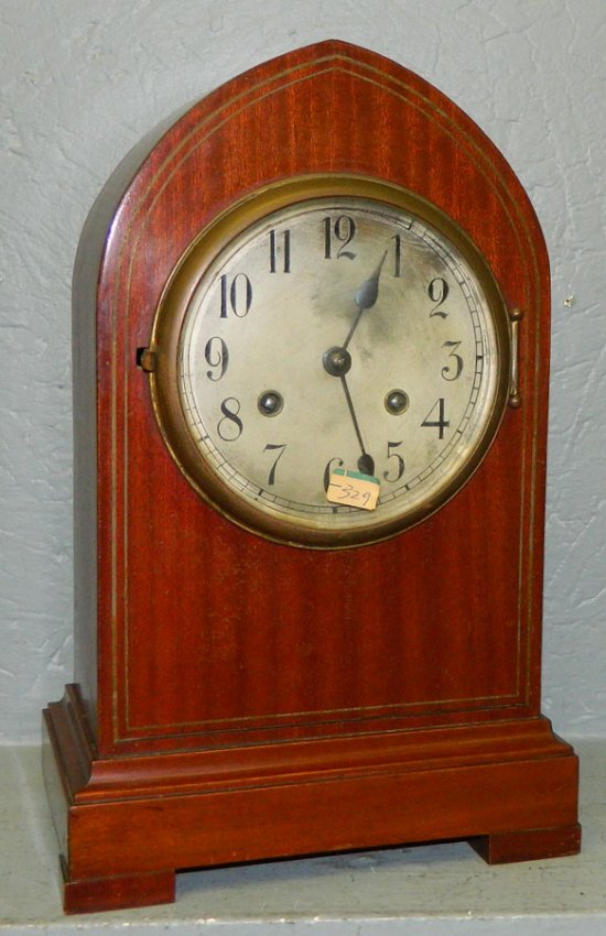 Gustav Becker mahogany Gothic 8 day clock .