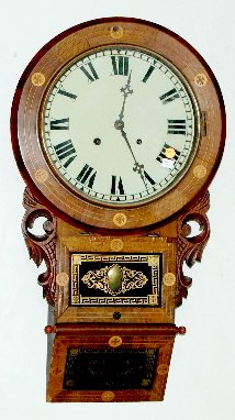 Anglo-American Inlaid Scroll Clock, T & S
