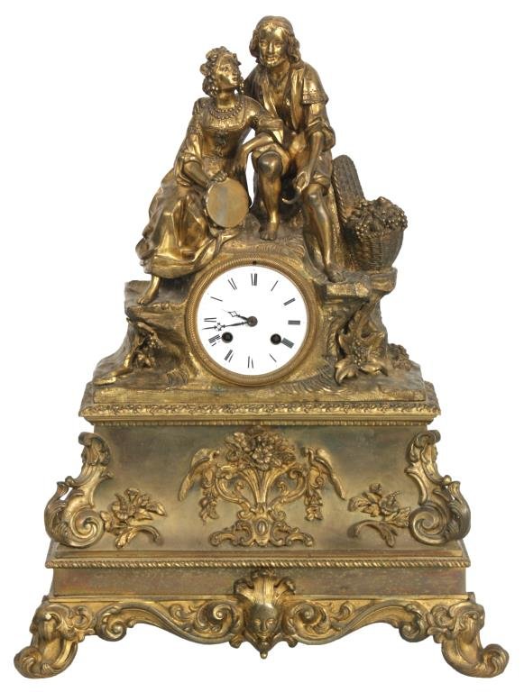 French Figural Bronze Mantle Clock