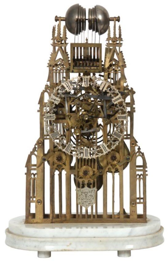 Gothic Triple Fusee Skeleton Clock
