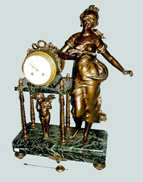 French Lady & Cherub Statue Clock