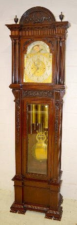 Ornate German 9 Tube 3 Weight Tall Case Clock