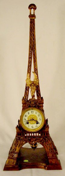 French Metal Eiffel Tower Table Clock