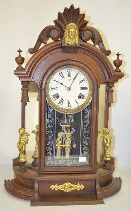 Ansonia “Triumph”  Walnut Mirror Side Clock