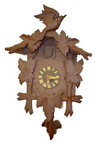 Antique Bird Carved 2 Weight Cuckoo Clock