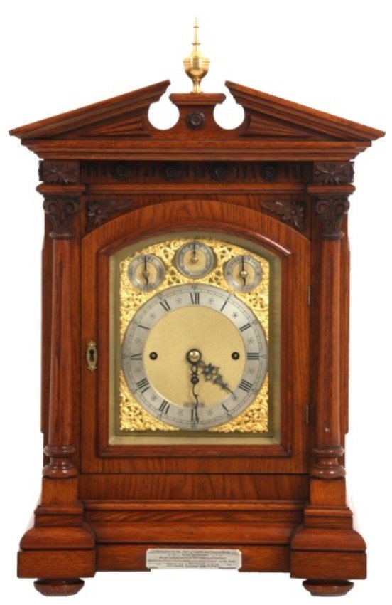 Quality Carved Oak Triple Fusee Bracket Clock