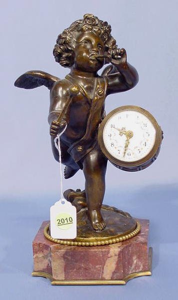 French Bronze Winged Cherub Clock.