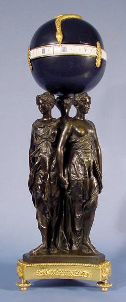 French Bronze Three Graces Annular Dial Clock