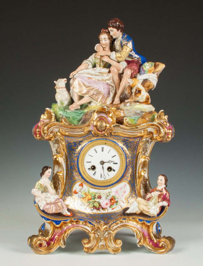 Two-Piece French Hand Painted Porcelain Clock