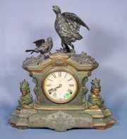 Ansonia Figural Game Birds Clock