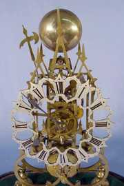 English Fusee Bell Striking Skeleton Clock