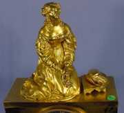 French Bronze Lady In Waiting Musical Bell Clock