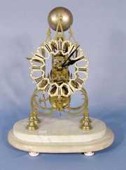 English Fusee Brass & Marble Skeleton Clock