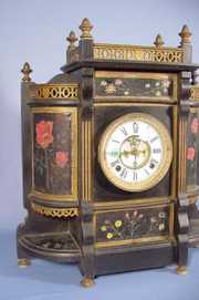 Ansonia Chippendale Decorated Wood Mantle Clock