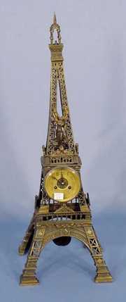 French Figural Eiffel Tower Clock Vincent & CIE