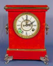 Ansonia Red Plush Florentine No. 3 Shelf Clock