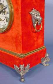 Ansonia Red Plush Florentine No. 3 Shelf Clock