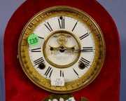 Ansonia Red Plush Florentine No. 2 Shelf Clock