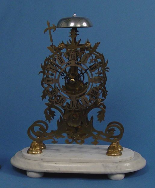 Fancy English Fusee Brass Skeleton Clock