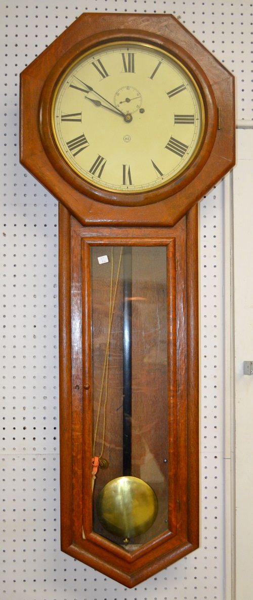 Seth Thomas #18 Weight Driven Oak Wall Regulator Clock
