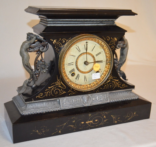 Antique Ansonia “Rosalind” Enameled Iron Shelf Clock