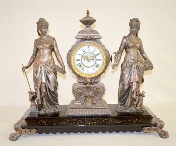 Antique Ansonia Double Statue Clock, Industry and Commerce