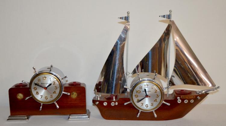 2 Vintage Mastercrafters Nautical Theme Mantel Clocks