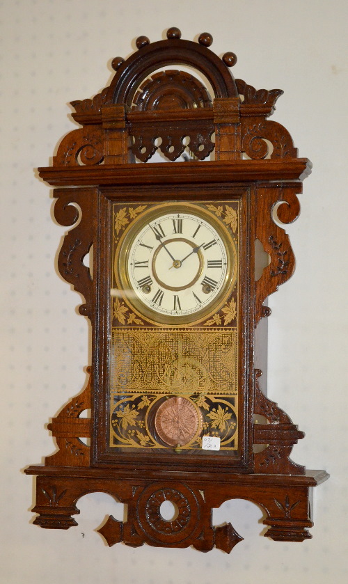 Antique “Eclipse” Oak or Walnut Hanging Kitchen Clock