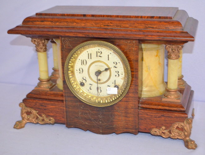 Antique Seth Thomas “Sucile” Red Adamantine Mantel Clock