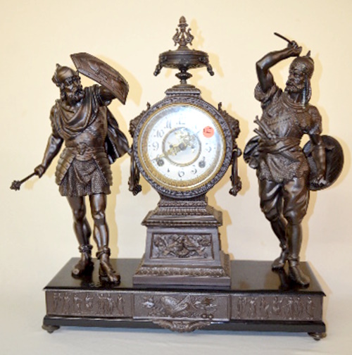 Antique Ansonia Double Statue Clock, Combatants