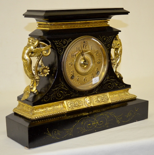 Antique Ansonia Enameled Iron Case “Rosalind” Shelf Clock