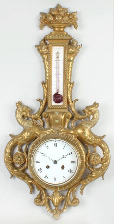 A late 19th century French cast brass wall clock w