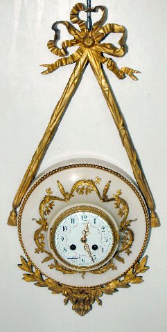 French Alabaster & Gilt Brass Wall Clock