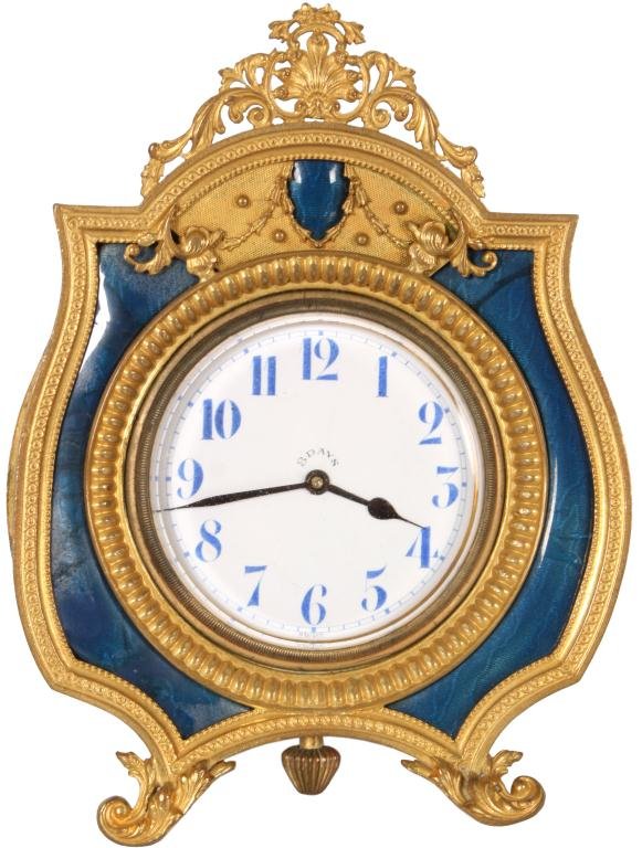 Gilt Brass & Enamel Desk Clock