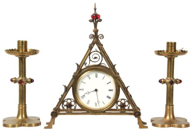 3 Pc. Bruce Talbert Gothic Clock Set