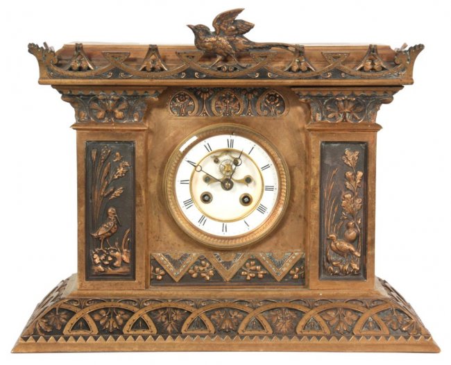 French Bronze Mantle Clock