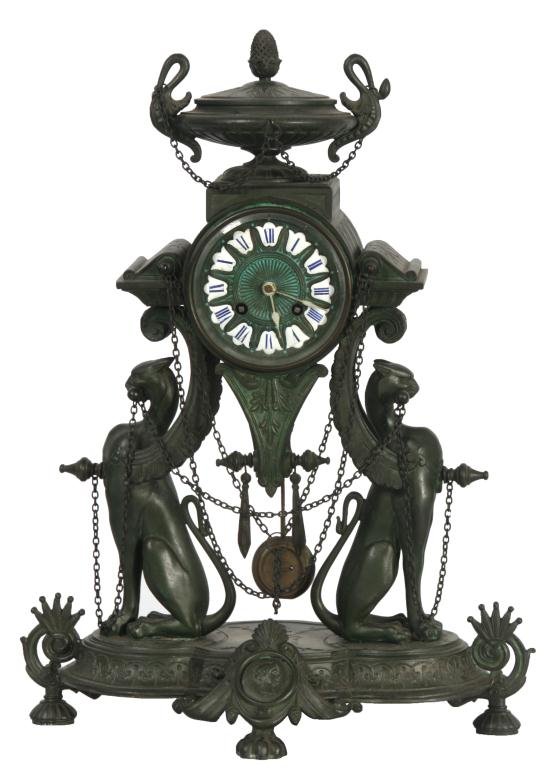 Japy Freres Mantle Clock W/ Sphinx