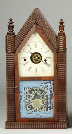 Terry & Andrews Ripple Front Steeple Shelf Clock
